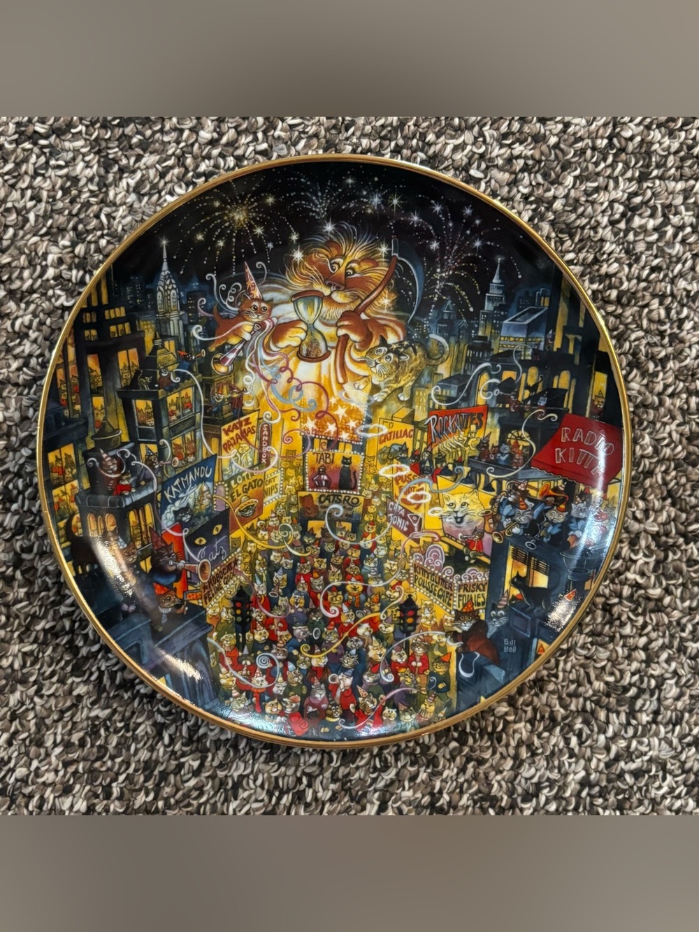 "Purring in the Mew Year" Collectible Plate - Bill Bell's Holiday Cats Plate